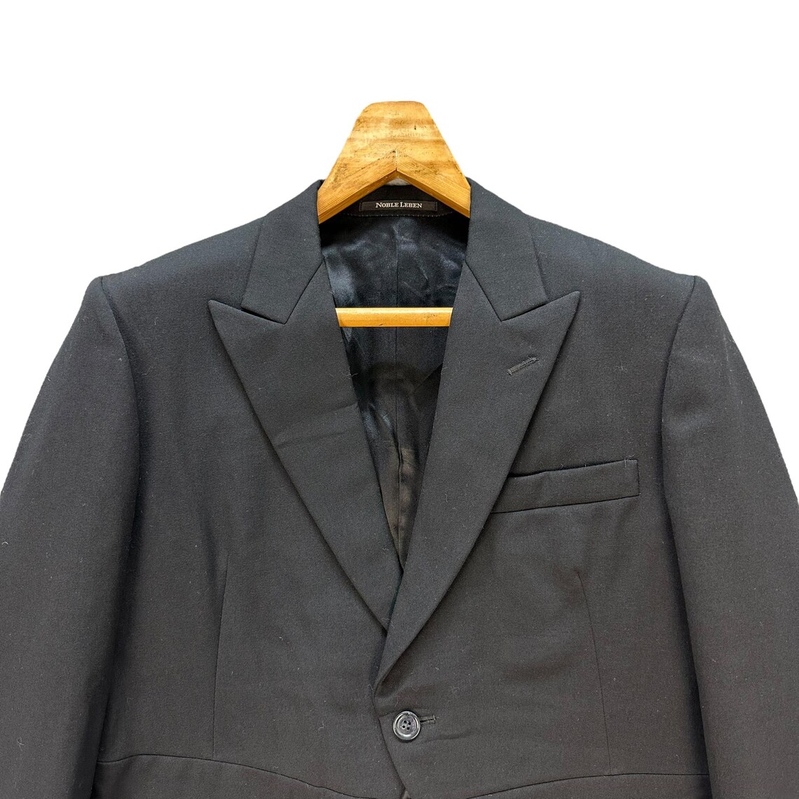 Vintage 90's NOBLE LEBEN Magee Black Wool Morning Coat Size M Japanese Brand #A72-1747, Foto 2 von 5