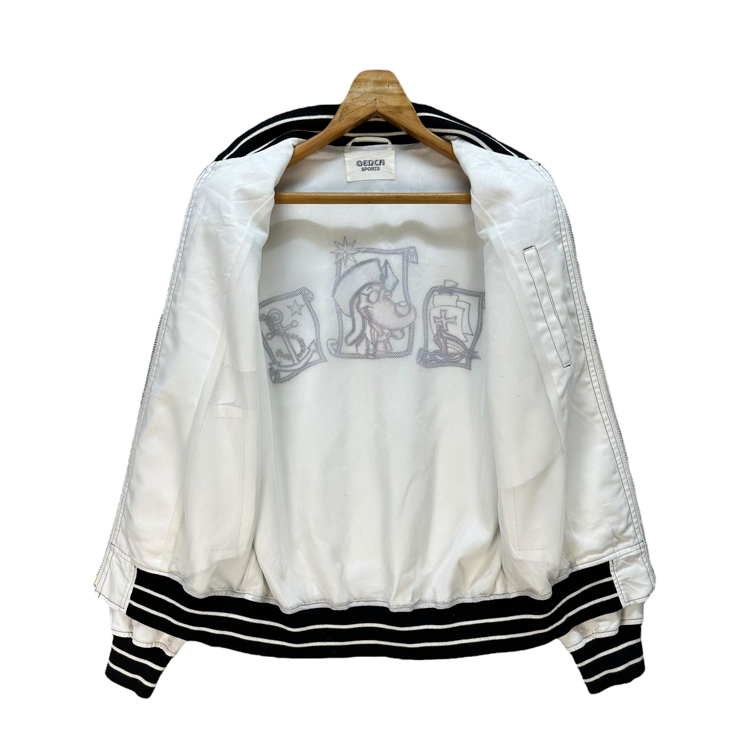 Vintage GENCA SPORTS White Bomber Jacket: Pirate Embroidery, Men