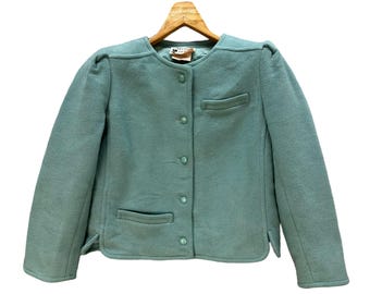 Vintage COURREGES Paris Wool Crop Jacket - Mint Green, Size Small