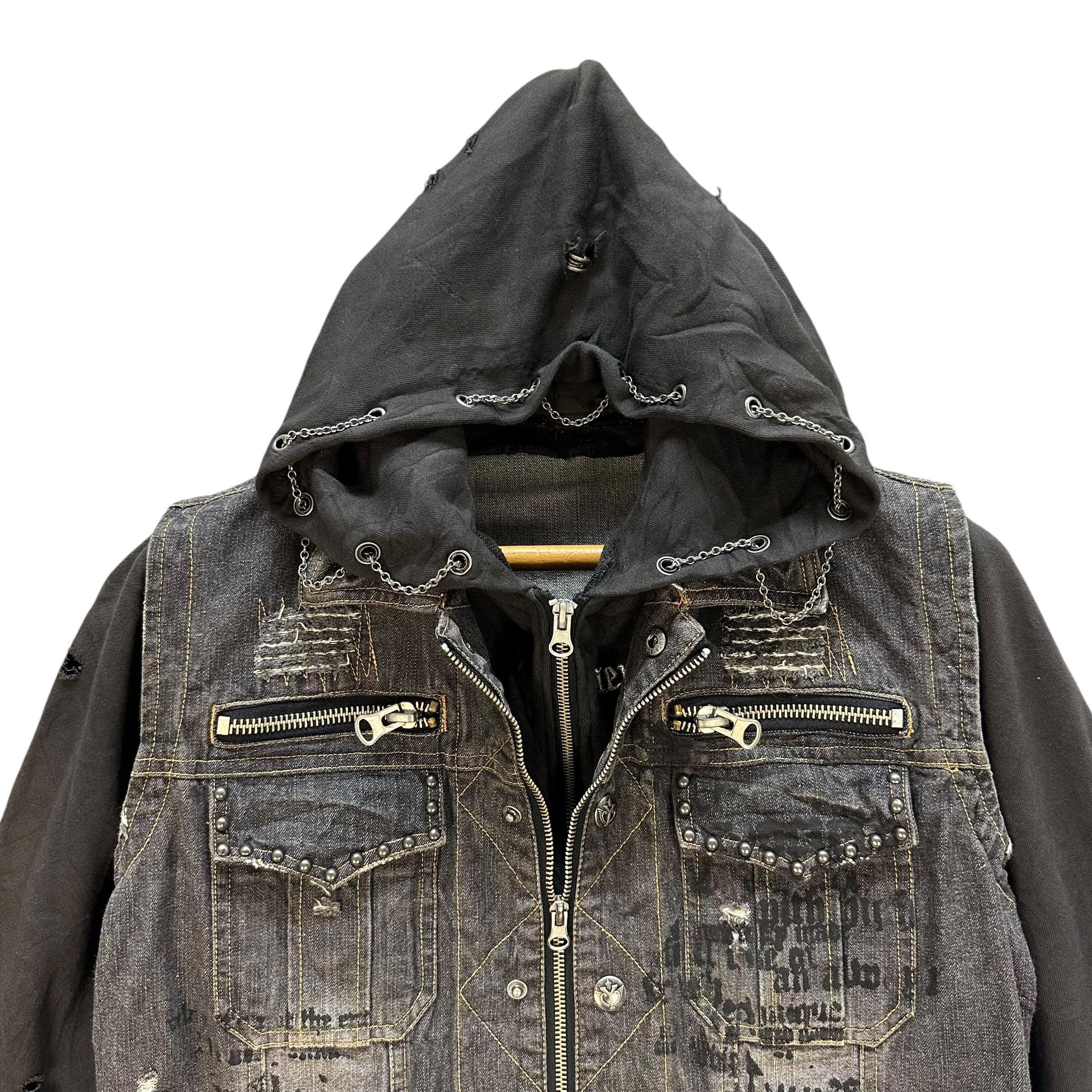 ジャケット・アウター In the attic damaged design jacket 00s Vintage IN THE ATTIC Trashed Distress Double Layer Hybrid