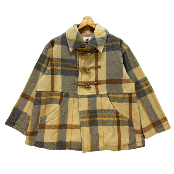 Vintage HAI SPORTING GEAR Issey Miyake Checked Toggle Button