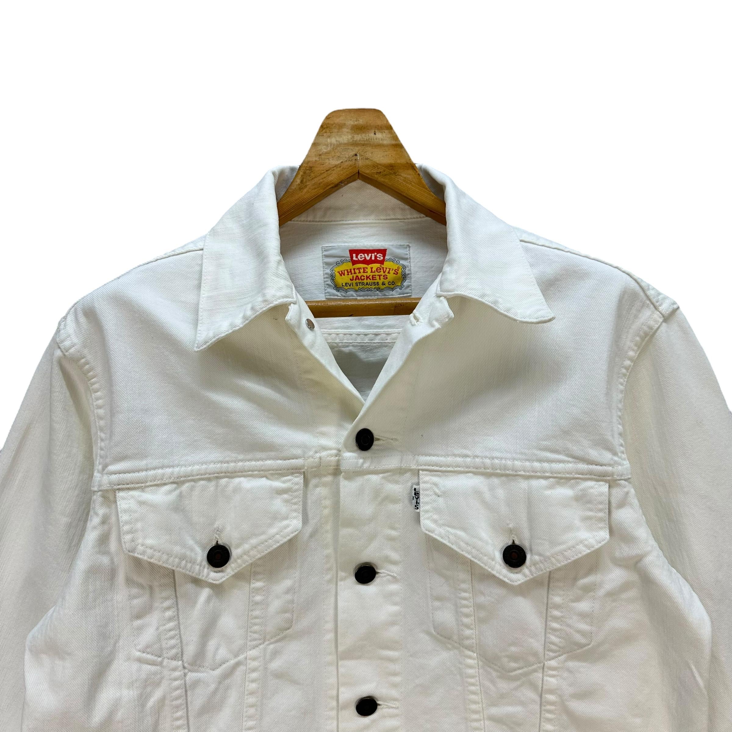 Vintage Levi's White Denim Jacket - Men's Size 40 - Etsy