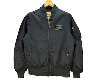 anytee 90‘s MA-1 ALPHA made in USA BLACK 90's Alpha Industries MA-1 Black Reversible Flight Bomber