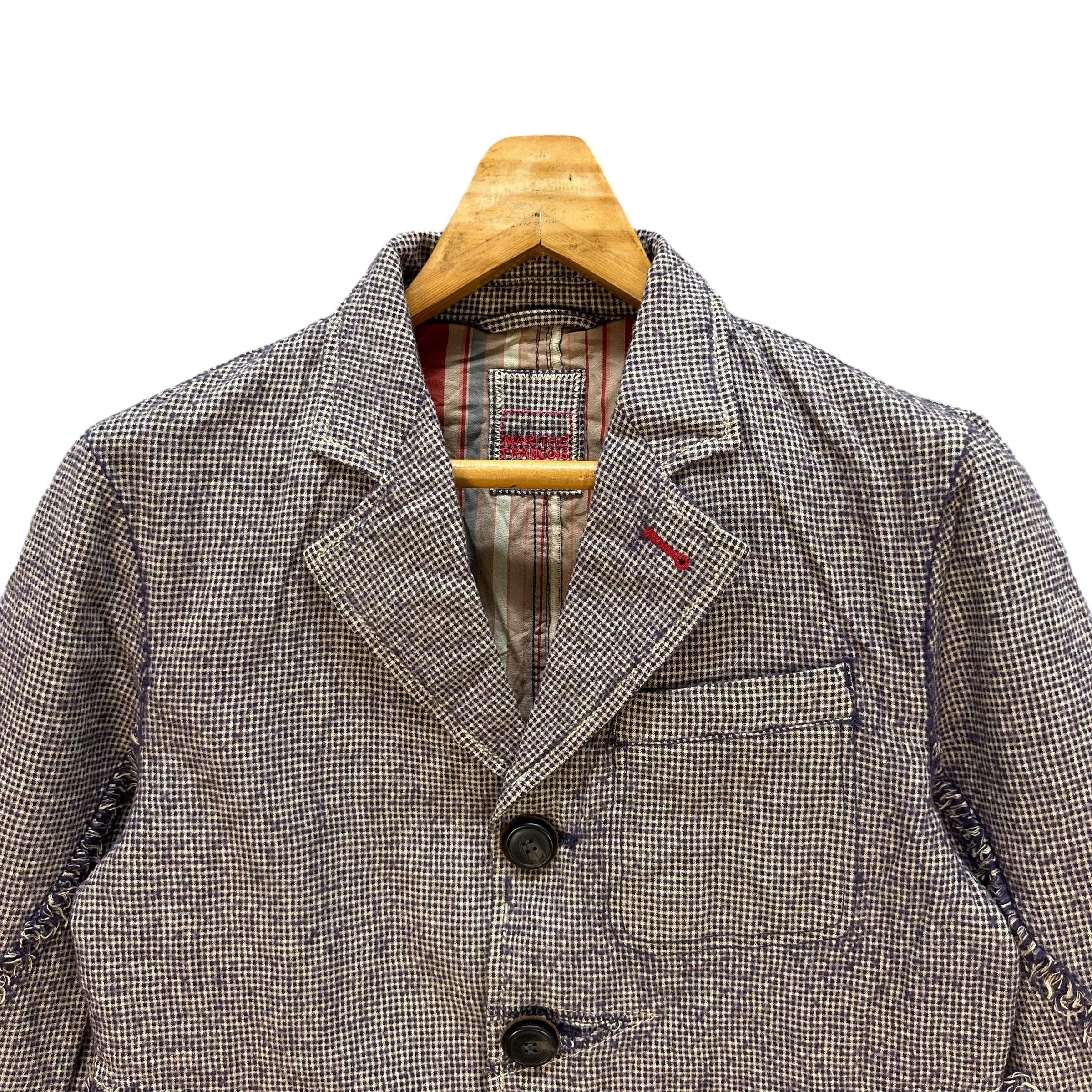 ジャケット・アウター marithe francois girbaud Check Jacket MARITHÉ FRANCOIS GIRBAUD Jacket Wool Check Patchwork - Etsy
