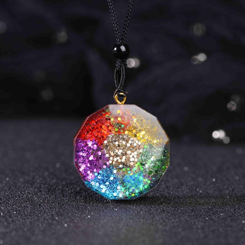 Orgonite Pendant Om Symbol Necklace Sacred Geometry Chakra Energy Necklace Meditation Jewelry EMF Protection Chakra Healing