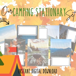 Camping Stationery Set, instant download,stationery set,camping download,digital download,stationery download,camping gift,camping printable