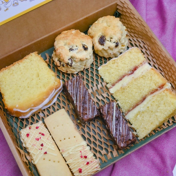 Afternoon Tea At Home | Freshly Homemade Scones, Lemon Drizzle, Brownies, Shortbread | High Tea Gift - Birthday | Thanks