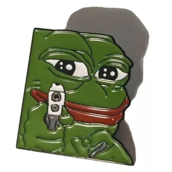 Pepe The Frog With Gun Gangster Lapel Enamel Meme Pin Badge Brooch Retro