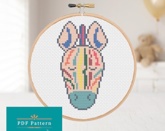 Rainbow Zebra Cross Stitch Pattern PDF