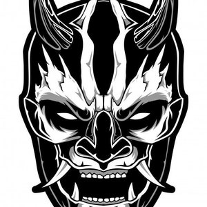 Samurai Hannya Demon Oni Mask Self-Adhesive Decal (SAM006)