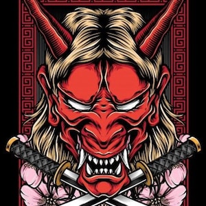 Hannya Demon Oni Mask Self-Adhesive Decal (HAN060)