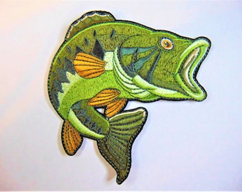 Largemouth Bass Embroidered Iron-on Applique Patch