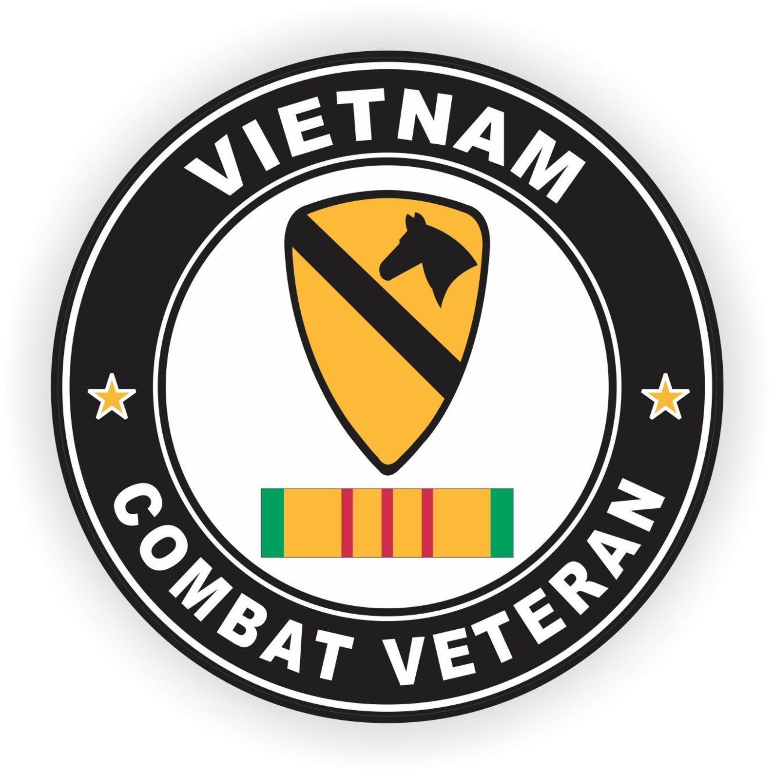 1st Cavalry Division Vietnam Combat Veteran With Ribbon Self-adhesive ...