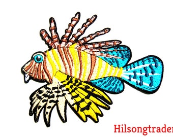 Lionfish (Pterois sp.) Patch (100% borduurwerk) Opstrijkbaar