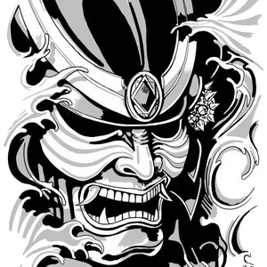 Samurai Hannya Demon Oni Mask Self-Adhesive Decal (SAM008)