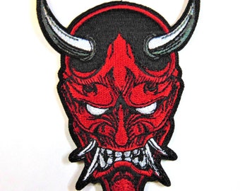 Japanese Hannya Oni Kabuki Noh Mask Patch (Demon Samurai Assassin)