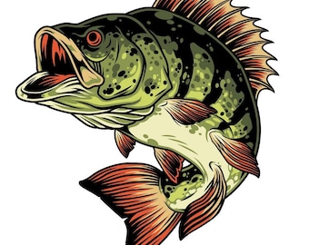 Large Mouth Bass Fish Self-Adhesive Decal (Contour Cut)