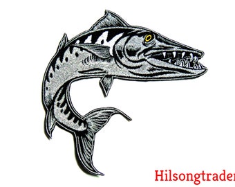 Barracuda Fish (Sphyraena) Patch (100% Embroidery) Iron-on
