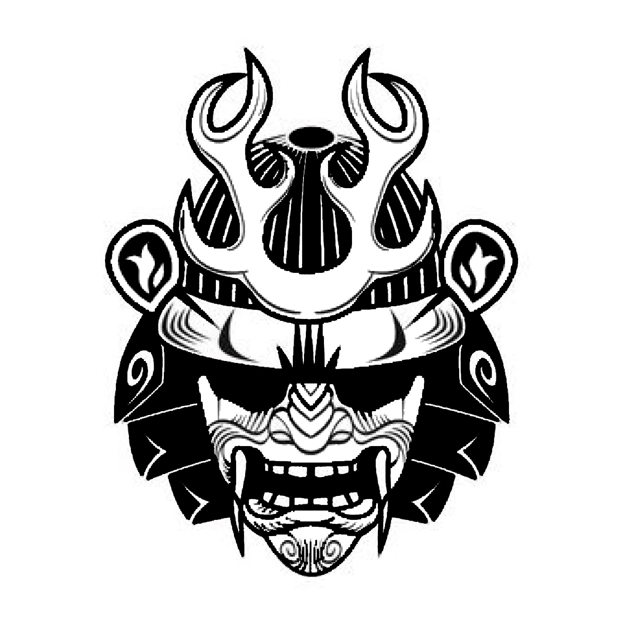 Samurai Oni Mask Drawing