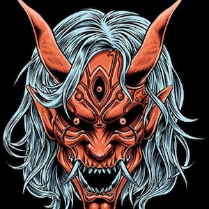 Hannya Demon Oni Mask Self-Adhesive Decal (HAN052)