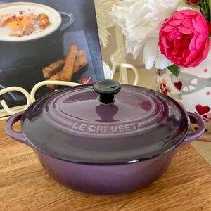 Set of 2 French Le Creuset Oval Ceramic Casseroles ~ Purple Cassis