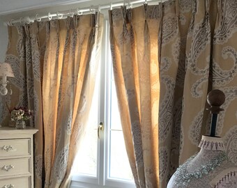 Rideaux Laura Ashley Berkley Scroll – Cousus Main Sur Mesure – 2 Cols – Neufs