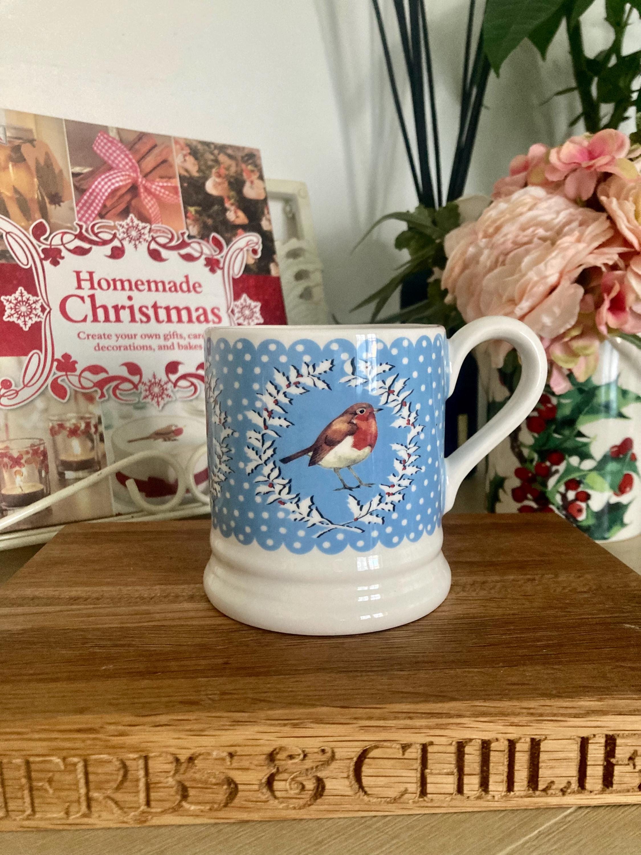 Emma Bridgewater Christmas Wreath Robin Mug • Winter Bird Mug 