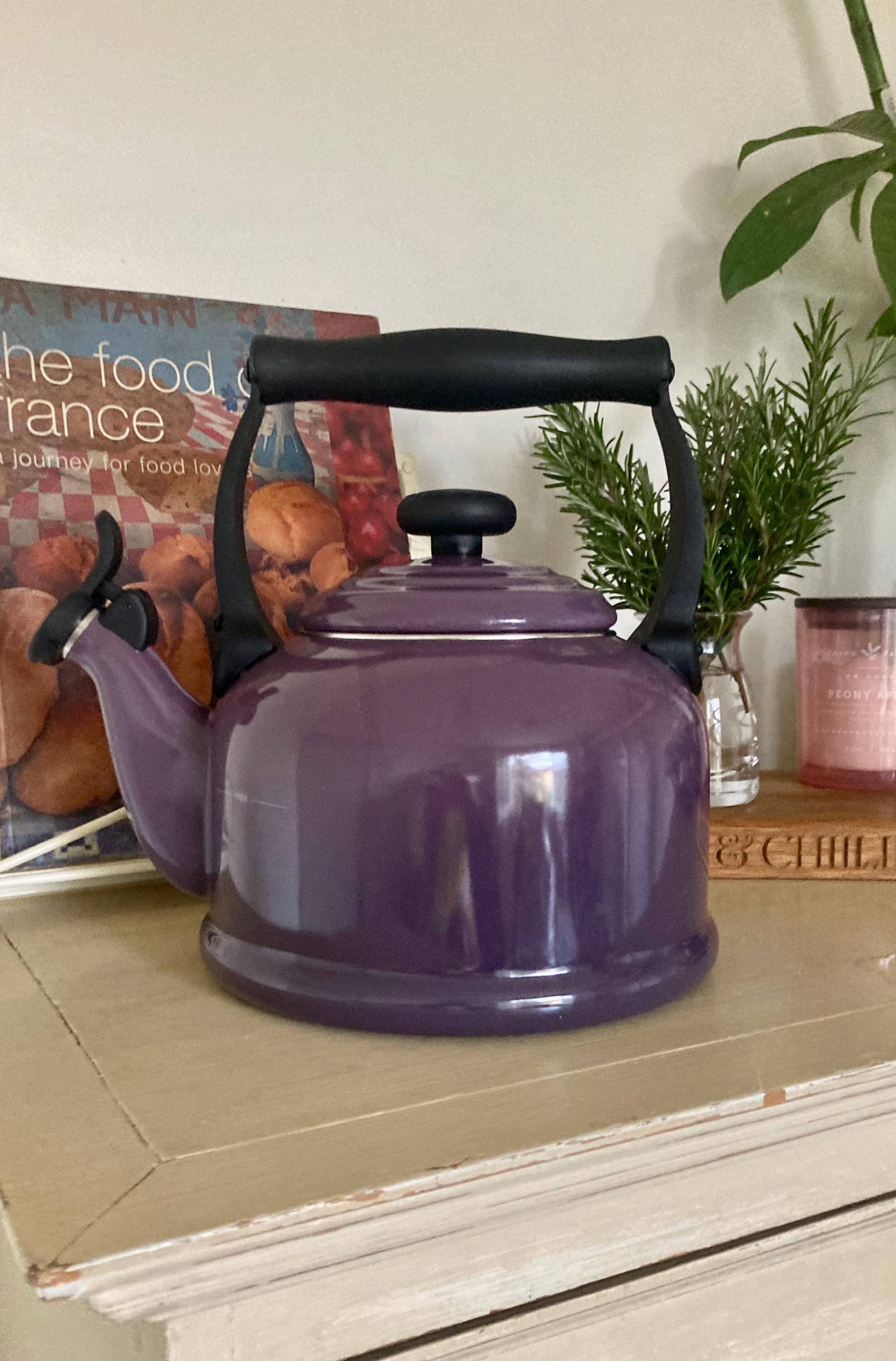 Vintage Le Creuset Cassis Kettle • Purple Enamel Whistling 