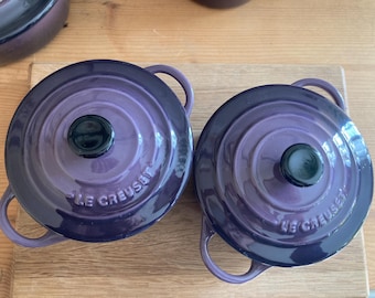 Rare Le Creuset Cassis Mini Cocottes - French Ombré Casseroles - Collector's Set of 2