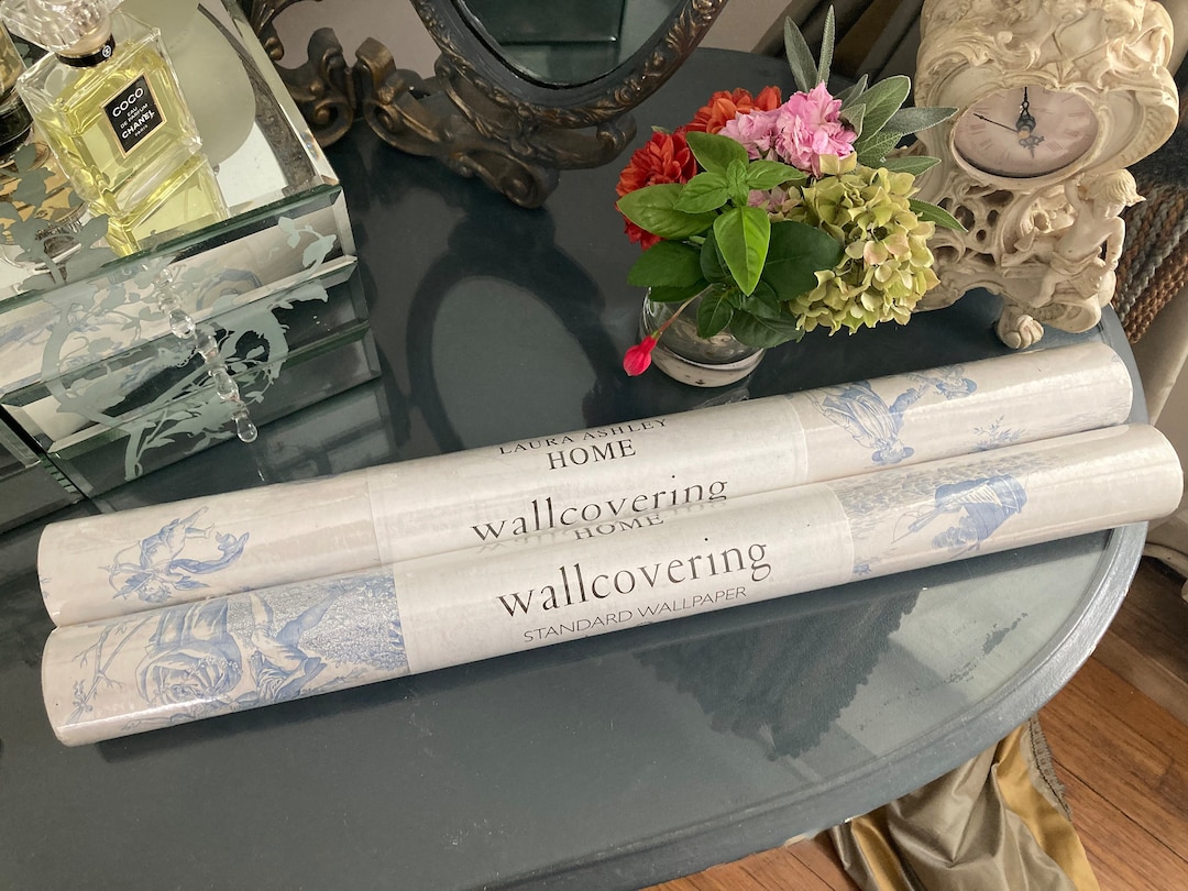 Laura Ashley Wallpaper toile Delphinium Circa Early 2000's French