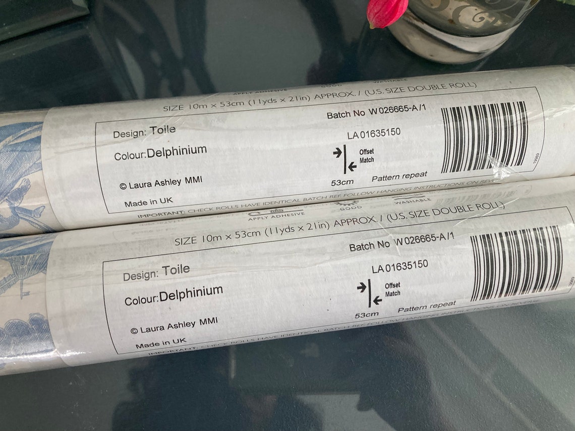 Laura Ashley Wallpaper toile Delphinium Circa Etsy