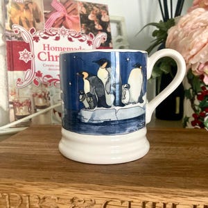 Rare Emma Bridgewater Winter Penguins Mug •  Midnight Blue Stars • Collectible EB Pottery • Hand made Stoke-on-Trent