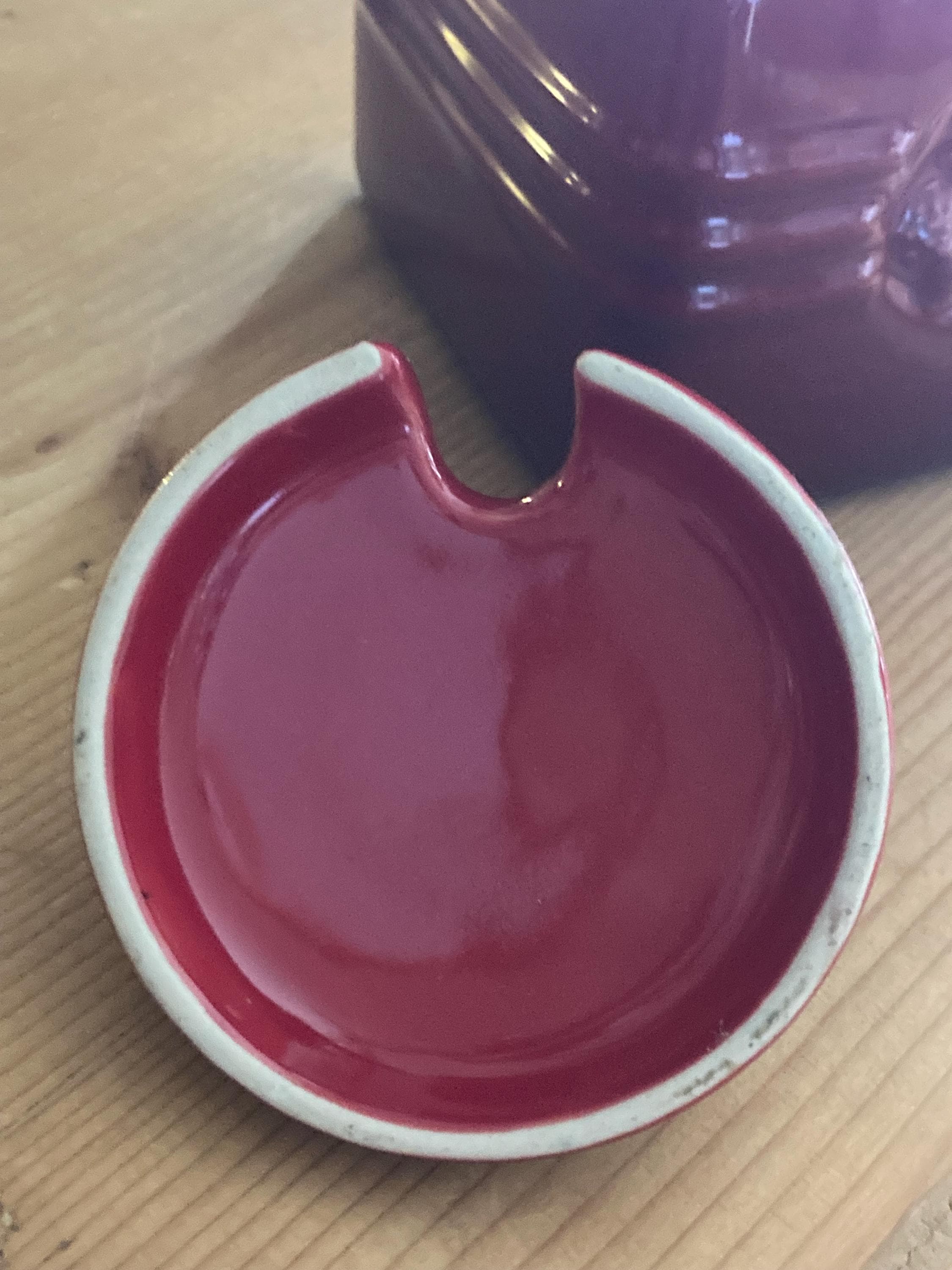 Rare Le Creuset Jam Jar Set - Cerise Stoneware, Lid & Spatula