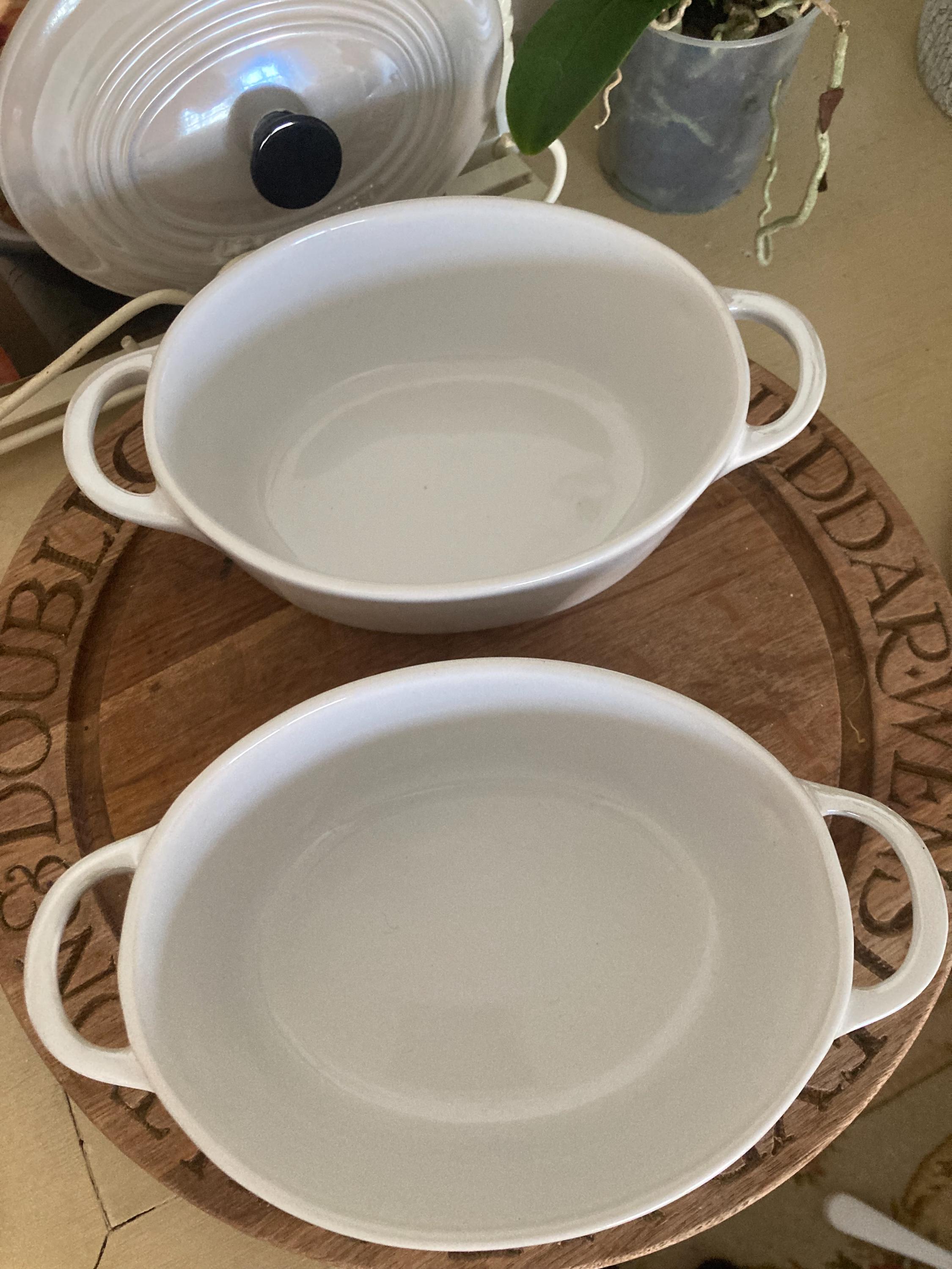 Rare Le Creuset Pearlised White Mini Cocottes: 17cm Lidded