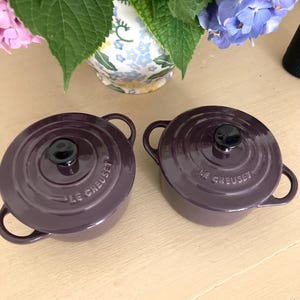 French Le Creuset Ceramic Casseroles ~ Deep Purple / Aubergine – 0.25L – Mixed Batch – Stoneware mini Dutch ovens From France ~Cottagecore