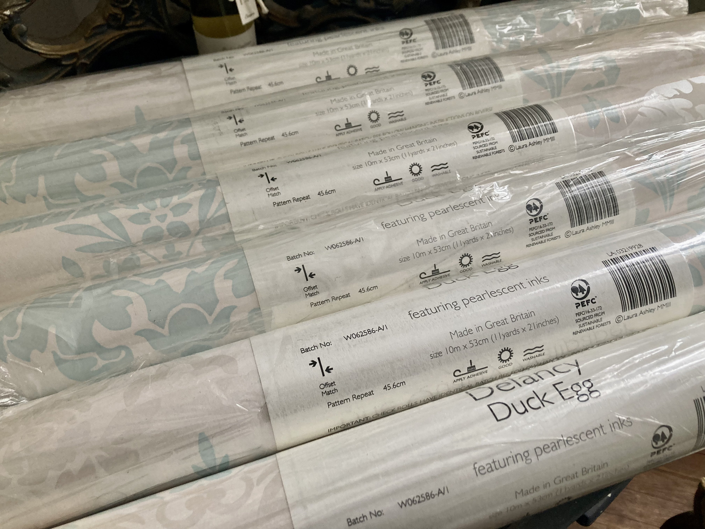 Laura Ashley Wallpaper delancy Duck Egg Circa Early 2000's French