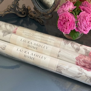 Laura Ashley wallpaper &quot;Rose Cassis&quot; shabby chic English cottage Cabbage & roses *MeGa RaRe*