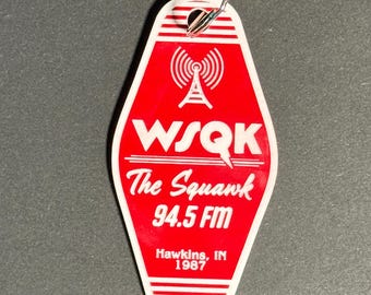 The Squawk Radio Keychain, Upside Down 80s Sci-Fi Horror Fan Gift (Laser Engraved Acrylic)