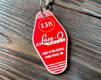 Ozark Keychain – Lazy O Motel Retro Tag – Netflix TV Show Collectible Gift