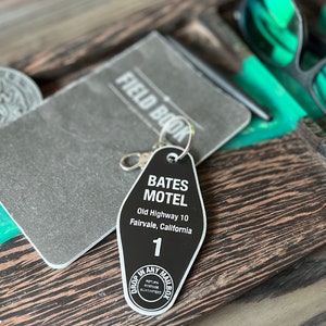 Retro Bates Motel Key Chain, Laser Engraved Key Chain, Retro Motel Key Chain, Bates Motel Key Chain, Psyco Key Chain, laser engraved gift image 4