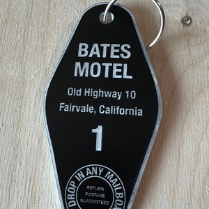 Retro Bates Motel Key Chain, Laser Engraved Key Chain, Retro Motel Key Chain, Bates Motel Key Chain, Psyco Key Chain, laser engraved gift image 7