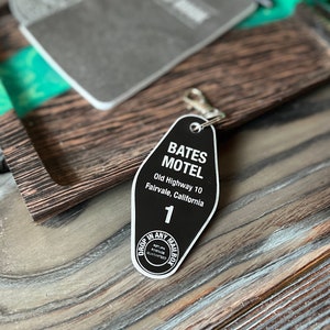 Retro Bates Motel Key Chain, Laser Engraved Key Chain, Retro Motel Key Chain, Bates Motel Key Chain, Psyco Key Chain, laser engraved gift image 5