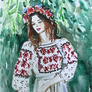 Ukrainian Girl, Watercolor Painting, Art Watercolor, Art Painting, Ukrainian Artist, Ukrainian Painting, Ukrainian Art