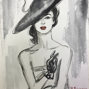 Beautiful Ladies, Original Watercolor, Original Aquarelle, Unique Art, Limited Edition Art, New Art, Water Color