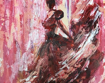Spanish Dancer, Painting Woman, Woman Acrylic Painting, Acrylic Woman, Spanish Dancer Painting, Woman Painting, Acrylic Original Art