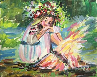 Kupala, Ukrainian Woman, Ukrainian Painting, Woman Painting, Woman Acrylic Painting, Ukrainian Art, Acrylic Original Art, Unique Art