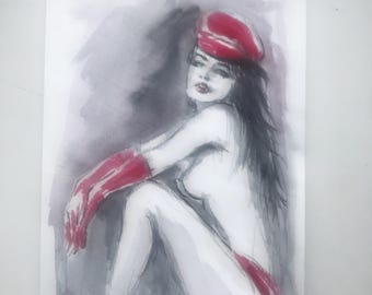 Original Watercolor Painting, Woman Portrait, Limited Edition Art