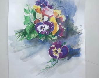 水差しのある水彩画の静物画 - Etsy 日本