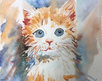 Cat Painting, Сat Watercolor, Cat Drawing, Cat Pictures, Cat, Original Watercolor, Original Aquarelle, Unique Art, Water color, Cats