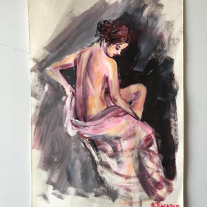 Pintura acrílica, Nudeart, Nudeart Girl, Desenho acrílico, Arte acrílica original, Acrílico sobre papel, Imagem acrílica, Fotos de meninas, Menina